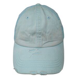 KB ETHOS Vintage Strapback Trucker Hat Ponytail Blue One Size Mesh Back